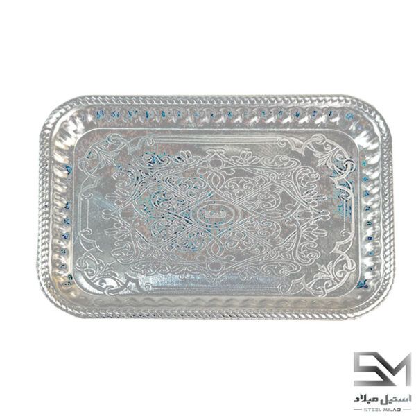 سینی طرح دار استیل مستطیل سایز 3