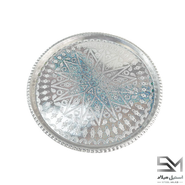 سینی استیل طرح دار گرد سایز 6